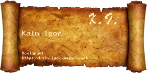 Kain Igor névjegykártya